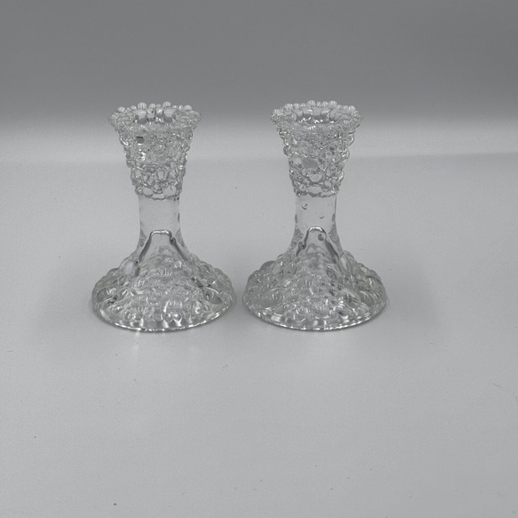 PartyLite Other - PartyLite Bubble Glass Taper Candle Holders 4.5" Pair Clear Textured Set of 2